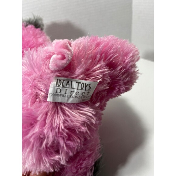 IDEAL TOYS Pink and Gray Fluffy Plush PIG 10” Stuffed Animal SOFT - Picture 7 of 8